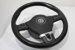 VW Passat B7 Multifunction 3 Spoke Sport Black Leather Steering Whee 3C8419091BE (Item #432986) 