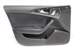 Audi A6 C7 Front NS Left Soul Black Door Card Leather Insert 4G2867103D (Item #406804)
